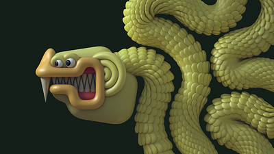 Yellosnek - cropped 3d 3d artist 3d character 3d illustration c4d character character design cinema 4d dlgnce illustration rendering snake