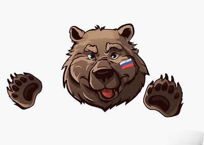 Honey bear animals bear characterdesign design emoji flag hockey stick illustration love lovely mascot russia scetch