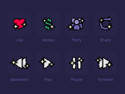 Klixly Icon Package 💜 2d artwork branding design dribbble flat icon icon set iconography illustration lineart streaming vector