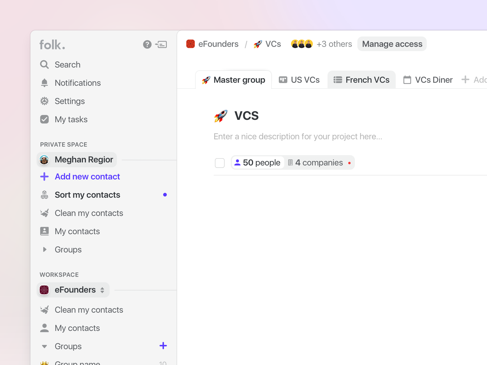 Example of Folk — Sidebar UI