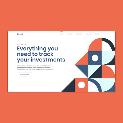 Website concept ui using geometric shapes orange ui web website