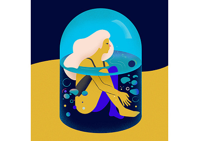 Isolated abstract blonde character design girl graphic illustration shapes vector water