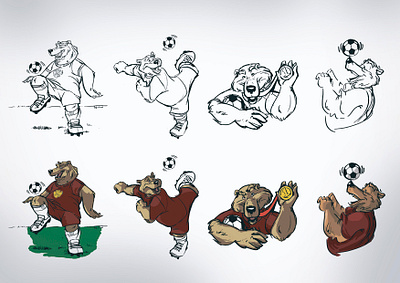 Football heroes animals artwork bear brush characterdesign design emoji football illustration motion play scetch sport