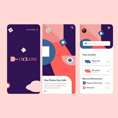 D-oceans app branding design flat ui ux