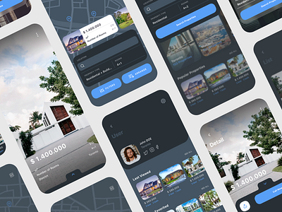 Nors Dark Real Estate App UI Kit app dark design home house ios mobile real estate rent sell sketch ui ux