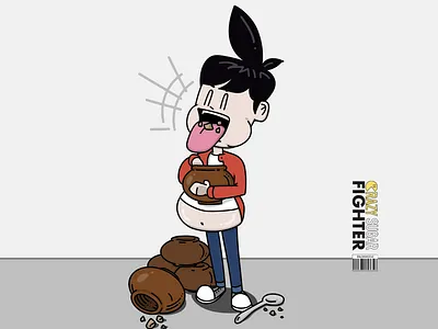Happy fullness boy cafe character couple dessert food illustration