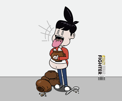 Happy fullness boy cafe character couple dessert food illustration