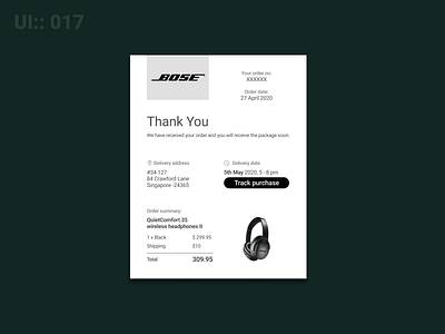 Daily UI :: 017 Email Receipt daily 100 challenge daily007 dailyui dailyui017 ui