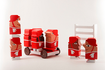 TOTLE children design childrens illustration concept firefighters illustration product retro toy design toys wood