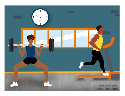 Gym design digital art exercise graphic gym illustration wellness