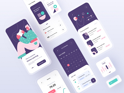 Online Learning App app book calculator course design education figma illustration learning app minimal online pink purple reading school app task ui ux web website