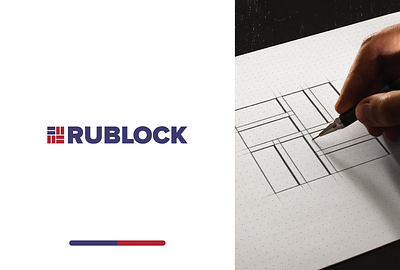 RUBLOCK - LOGO blocks branding carpentry flag flooring logo logo design minimalist minimalistic parqu patriotic tiling usa usa flag