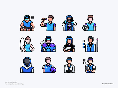 Sport Avatar Icon set app avatar color line design download icon illustration man people sport sporty symbol vector website