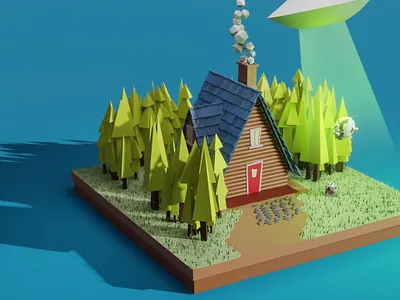 UFO cows 3d blender blender3d blender3dart cow lowpoly