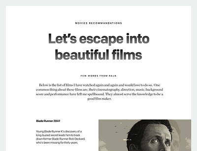 movie recommendation clean concept design minimal ui uiux web design