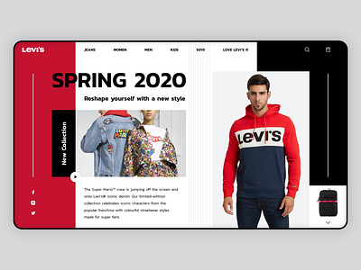 Levi's Homepage Redesign - UI above the fold adobe xd clothes shop clothing brand concept denim ecommerce design fashion brand hero section landing page design levis prototype ui user interface ui ux visual design web design web ui