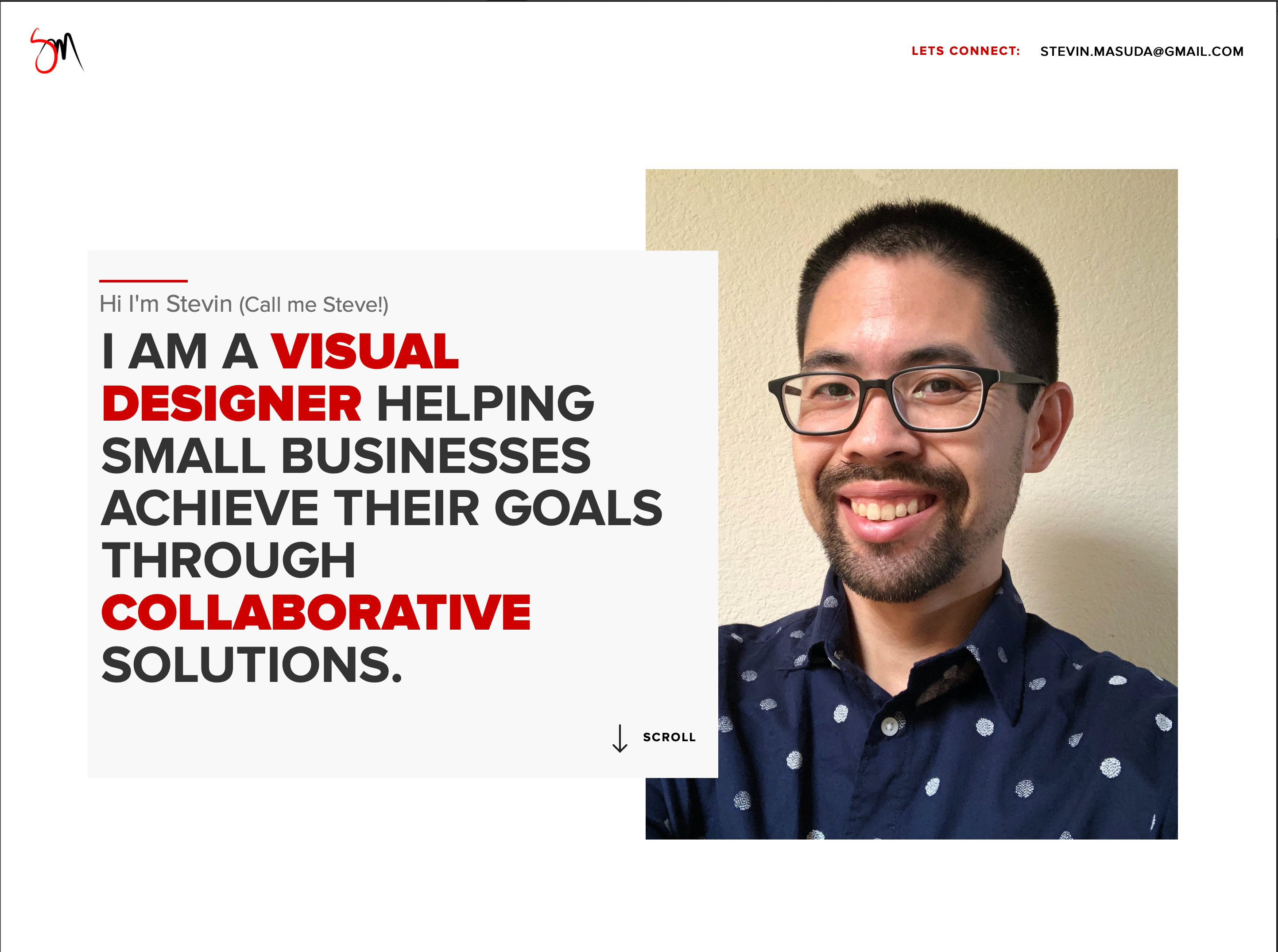 Example of "Hero" section of my upcoming Portfolio