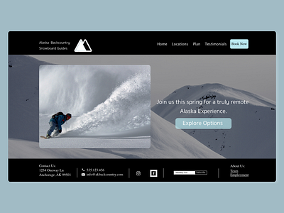 Daily UI 003 // Landing Page alaska app backcountry dailyui dailyui 003 dailyui3 design flat landingpage minimal skiing snow snowboard snowboarding sports ui ux