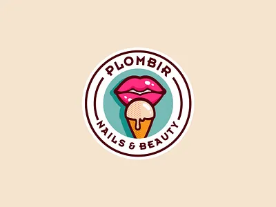 Plombir beauty salon brand ice cream identity lips logo logo design makeup nail plombir
