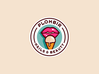 Plombir beauty salon brand ice cream identity lips logo logo design makeup nail plombir
