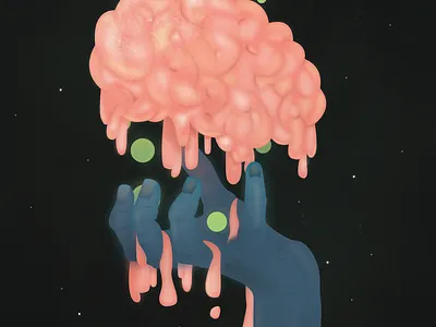 Biological Waste brain human illustration melt poster space stars