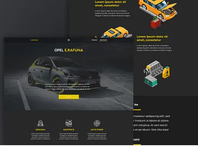 E.Rafuna landing page car car service design mechanic opel ui web page