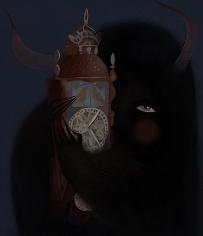 Finding time character illustraion