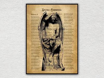 "Le génie du mal" by Guillaume Geefs over Divina Commedia's text divina commedia guillaume geefs illustration lucifer poster poster design vector vintage