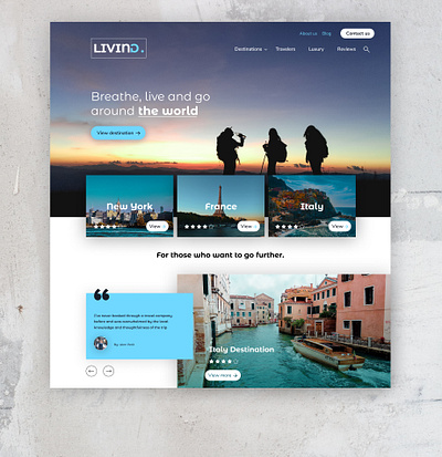 LIVING | Landing page 🌄 design interface landing landing page layout modern design toursim design travelling ui web design web designer website