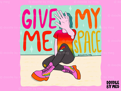 Give Me My Space 2020 colorful combat boots design drawing fashion fashion design fashion illustration illustration lettering outfit procreate quote rainbow retro space typography vintage