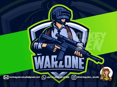 PUBG warzone mascot logo design army charachter character e sport esport game gamer gun logo mascot pubg sniper sport squad team twitch war