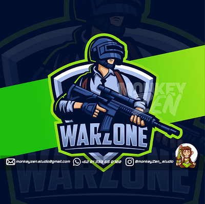 PUBG warzone mascot logo design army charachter character e sport esport game gamer gun logo mascot pubg sniper sport squad team twitch war