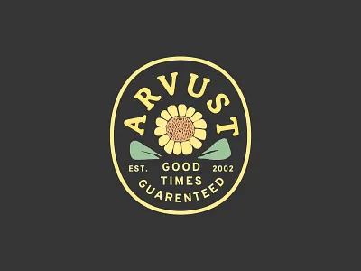 Arvust Apparel Good Times badge branding flower logo illustration logo patch retro typographic logo typography