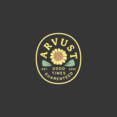 Arvust Apparel Good Times badge branding flower logo illustration logo patch retro typographic logo typography