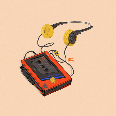 Walkman cassette cassette player cassette tape digital art digital illustration drawing illustration music music art walkman