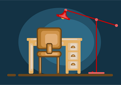 Study Table and Lamp Design art design flat flat design illustration lamp minimal minimalist study table