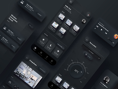 Dark Neumorphic UI Kit adobexd animation app dark dark app dark theme dark ui design illustration interaction minimal neumorphic neumorphism sketchapp template ui uikit uikits ux vector