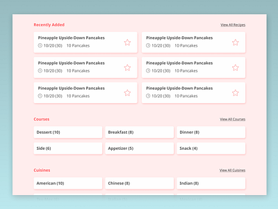 Personal Recipes app - updated clean minimal ui ux website