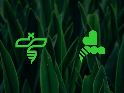 Green bees bee branding design ecologic ecology flat green green bee heart initiative insect logo logo design movement recycling social stripes vector waste recycling wings