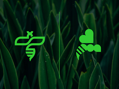 Green bees bee branding design ecologic ecology flat green green bee heart initiative insect logo logo design movement recycling social stripes vector waste recycling wings