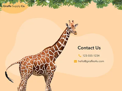 Daily UI Day 28: Contact Page app design brand identity branding branding design color colors contact contact form contact page contact us dailyui day028 design fun funny giraffe green orange photography ui