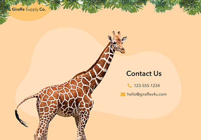 Daily UI Day 28: Contact Page app design brand identity branding branding design color colors contact contact form contact page contact us dailyui day028 design fun funny giraffe green orange photography ui