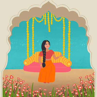 Wedding Illustration bride bride illustration cartoon characterdesign comicart design digitalart flat graphic desgin illustration indian bride indian illustration indian wedding minimal art vector wedding wedding card wedding design wedding illustration wedding invite