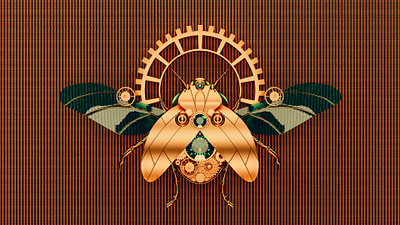 Steampunk bug 3d 3d art blender3d bug concept design emerald illustration nature wings