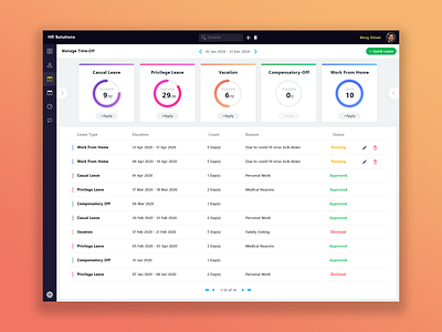 Manage Time-Off hr leave product design saramation time off user interface design