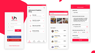 Tradehire App Design | Hire professionals or Sell your services app dashboard app design iconset ios app design minimal mobile shot ui ux ux research viral xd