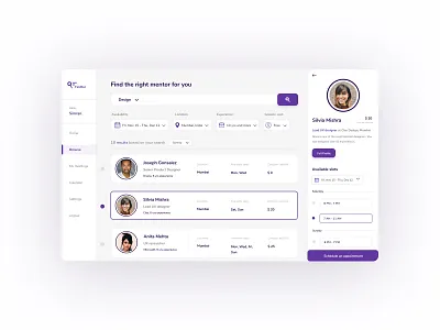 Findtor - Find a right metor for you appointment bookings clean dashboard design filter find finder interface logo mentor minimalist navigation platform product design search ui ux web website