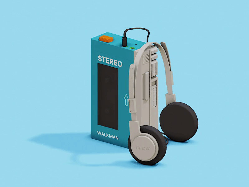 Walkman Animation 3d animated animation blender3d illustration isometric motion motiongraphics sony walkman