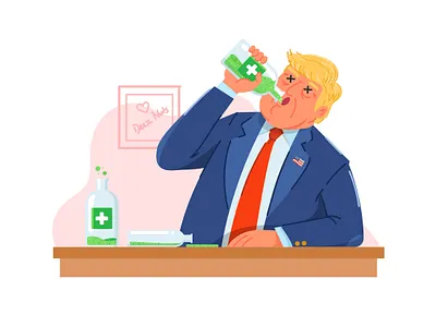 big orange character coronavirus covid19 donald trump drink president saitizer