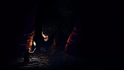 Two Headed Dog cave cerberus dark dog draw fantasy hell illustration